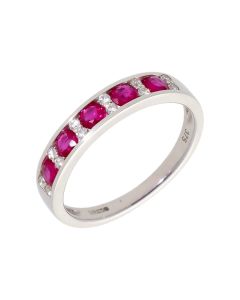 New 9ct White Gold Ruby & Diamond Eternity Ring