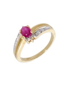 New 9ct Yellow Gold Ruby & Diamond Twist Style Ring