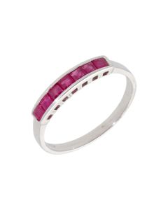New 9ct White Gold Ruby Eternity Style Ring