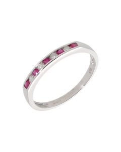 New 9ct White Gold Ruby & Diamond Eternity Style Ring