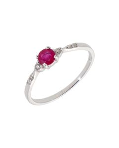 New 9ct White Gold Ruby & Diamond Dress Ring