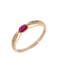 New 9ct Yellow Gold Ruby & Diamond Fancy Ring