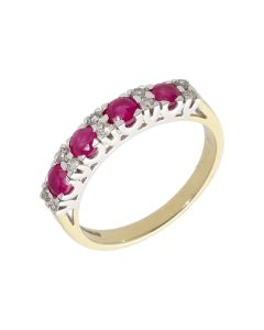 New 9ct Yellow Gold Ruby & Diamond Eternity Ring
