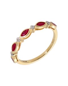 New 9ct Yellow Gold Ruby & Diamond Eternity Style Ring
