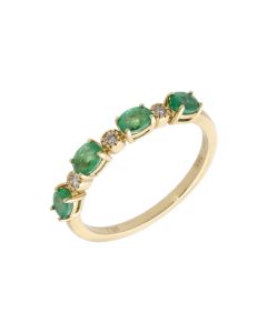 New 14ct Yellow Gold Emerald & Diamond Eternity Style Ring
