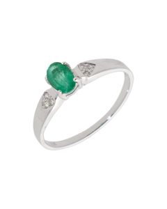 New 9ct White Gold Emerald & Diamond Dress Ring
