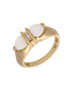 New 9ct Yellow Gold Opal & Diamond Dress Ring