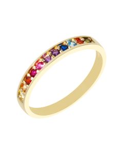 New 9ct Yellow Gold Hope Rainbow Cubic Zirconia Eternity Ring