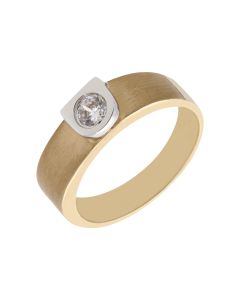 New 9ct Yellow & White Gold Cubic Zirconia Dress Ring