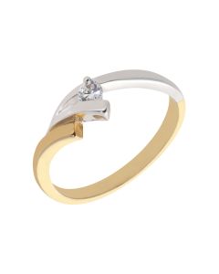 New 9ct Yellow & White Gold Cubic Zirconia Dress Ring