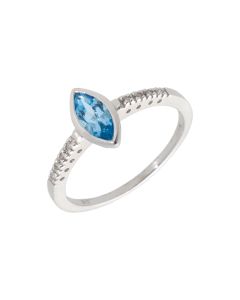 New 9ct White Gold Blue Topaz & Diamond Dress Ring