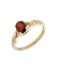New 9ct Yellow Gold Garnet & Diamond Dress Ring