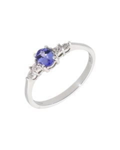 New 9ct White Gold Tanzanite & Diamond Dress Ring