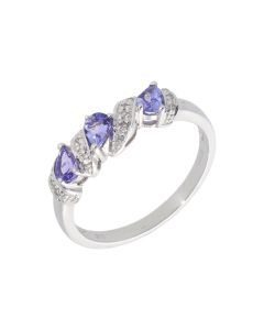 New 9ct White Gold Tanzanite & Diamond Dress Ring