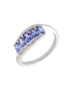New 9ct White Gold Tanzanite & Diamond Dress Ring