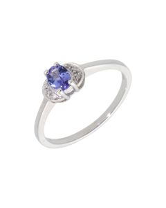 New 9ct White Gold Tanzanite & Diamond Dress Ring