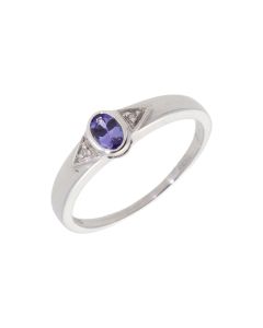 New 9ct White Gold Tanzanite & Diamond Dress Ring