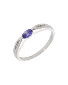 New 9ct White Gold Tanzanite & Diamond Dress Ring
