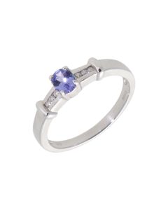 New 9ct White Gold Tanzanite & Diamond Dress Ring