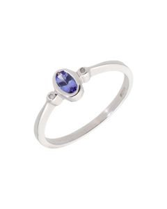 New 9ct White Gold Tanzanite & Diamond Dress Ring