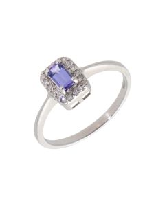 New 9ct White Gold Tanzanite & Diamond Dress Ring