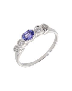New 9ct White Gold Tanzanite & Diamond Dress Ring