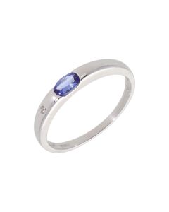 New 9ct White Gold Tanzanite & Diamond Dress Ring