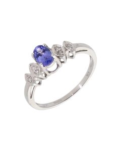 New 9ct White Gold Tanzanite & Diamond Dress Ring