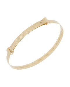 New 9ct Yellow Gold Patterned Baby Expanding Bangle