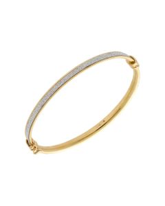 New 9ct Yellow Gold Moondust Oval Hinged Baby Bangle