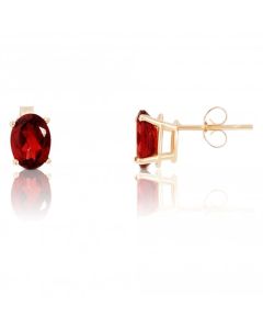 New 9ct Gold Oval Garnet Stud Earrings