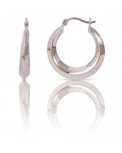 New Sterling Silver Polished Round Creole Hoop Earrings