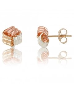 New 9ct 3 Colour Gold Knot Stud Earrings