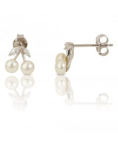 New Sterling Silver Fresh Water Pearl Cherry Stud Earrings