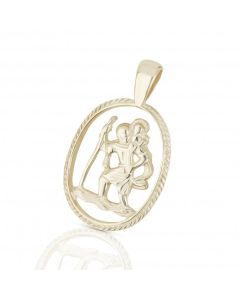 New Sterling Silver Cut Out Open St Christopher Pendant