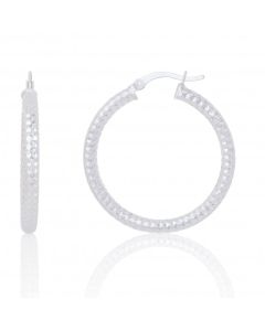 New Sterling Silver 30mm Patterned Hoop Earrings