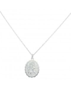 New Sterling Silver Reversible St Christopher Chain Necklace