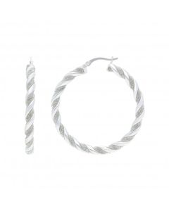 New Sterling Silver Moondust Twisted Creole Hoop Earrings