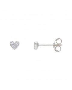 New Sterling Silver Cubic Zirconia Tiny Heart Stud Earrings