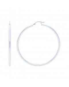 New Sterling Silver 60mm Polished Hoop Earrings
