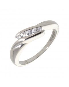 Pre-Owned 9ct White Gold Cubic Zirconia Crossover Twist Ring