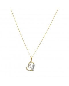 New 9ct 2 Colour Gold Stone Set Mother & Child 18 Inch Necklace