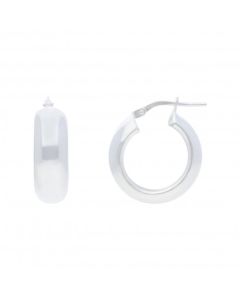 New Sterling Silver 12mm Polished Plain Hoop Earrings
