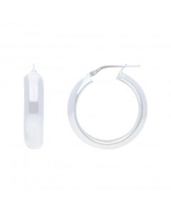 New Sterling Silver 20mm Polished Plain Hoop Earrings