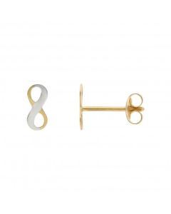 New 9ct Two Colour Gold Infinity Symbol Stud Earrings