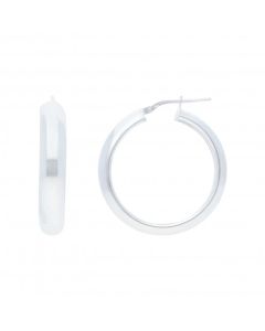 New Sterling Silver 25mm Polished Plain Hoop Earrings