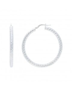 New Sterling Silver 30mm Patterned Hoop Earrings