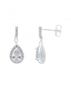New Sterling Silver Cubic Zirconia Teardrop Drop Earrings