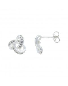 New Sterling Silcer Cubic Zirconia Knot Stud Earrings