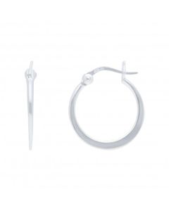 New Sterling Silver 15mm Round Flat Hoop Earrings
